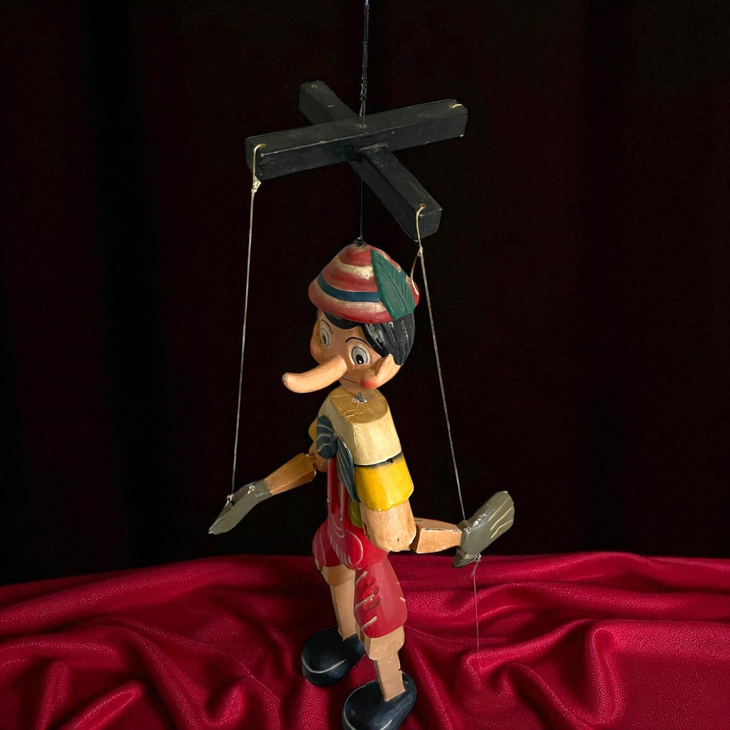 Grande burattino Pinocchio vintage h totale 80 cm