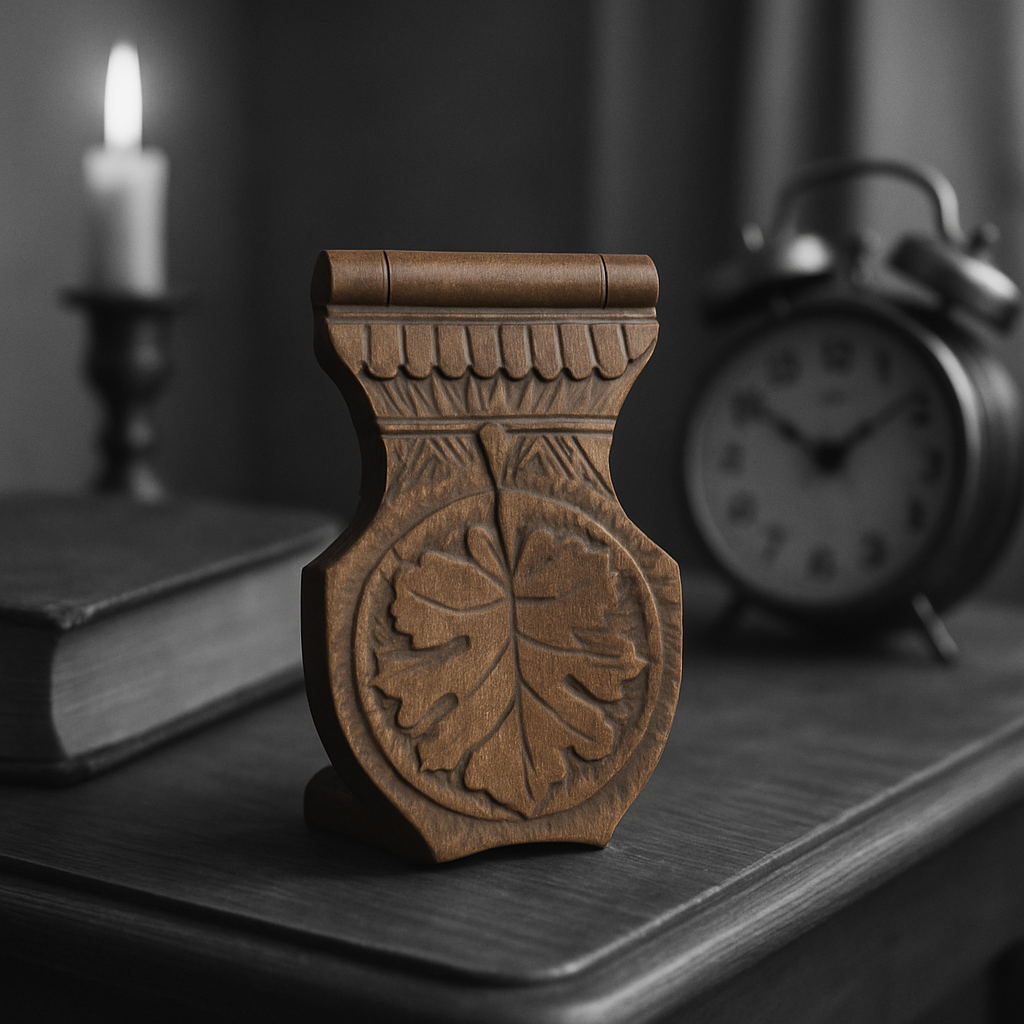 Porta orologio intagliato a mano con motivo fogliato, fine ‘800