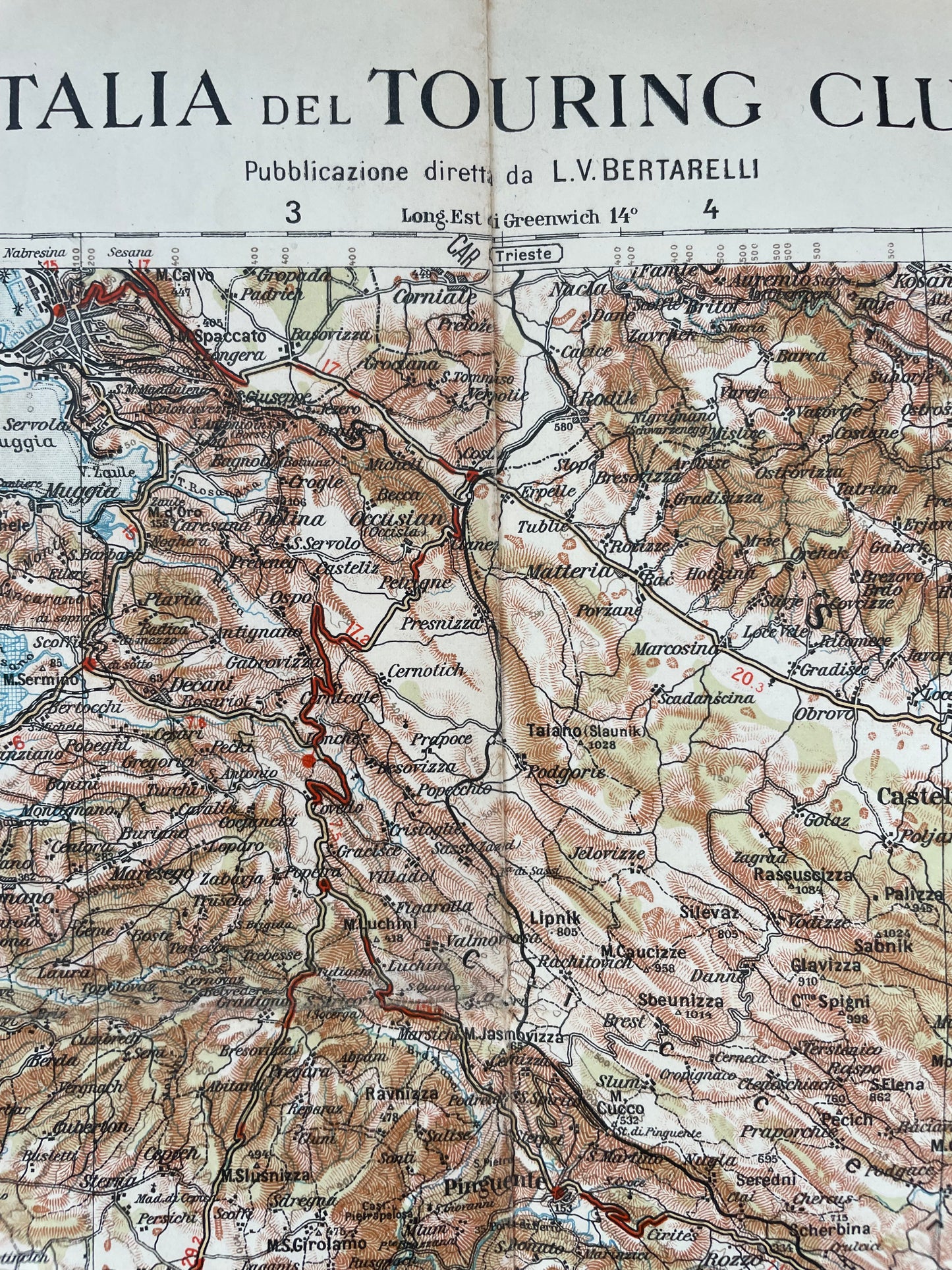Carta geografica del territorio di Fiume e di Pola, 1941 Bertarelli Touring Club