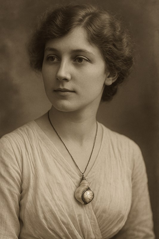 Antica conchiglia reliquario da chatelaine con vano segreto