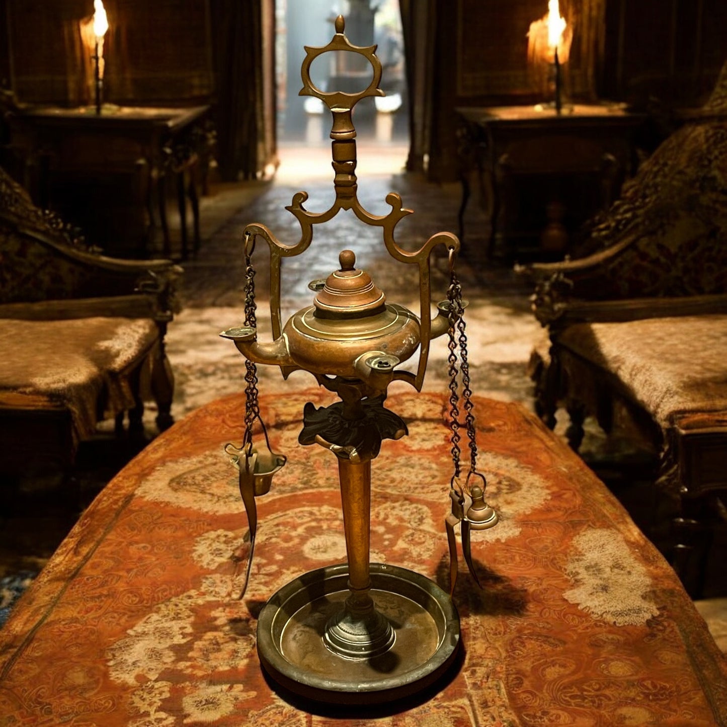 Antica lampada votiva ad olio Samai, India Meridionale ca anni ‘30