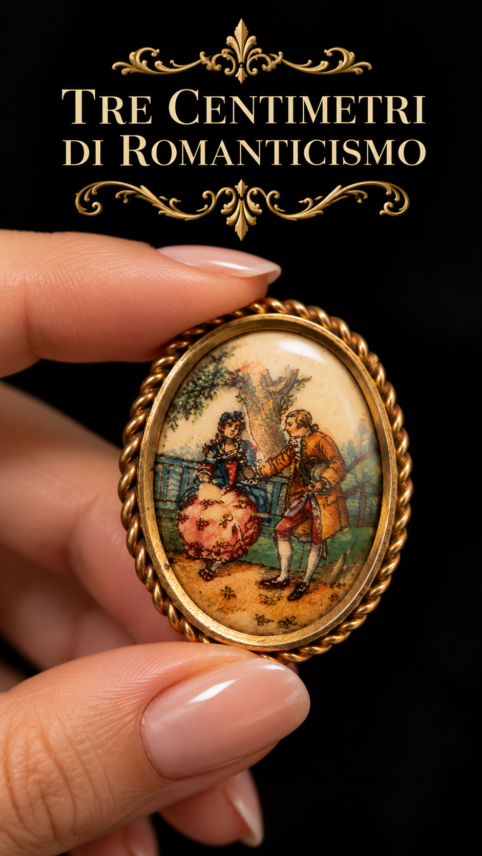 Spilla antica rococò “Il corteggiamento”