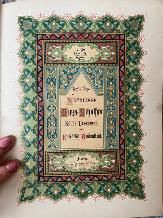 Pregiata edizione 1873 de Aus dem Nachlasse Mirza Schaffy’s – Neues Liederbuch