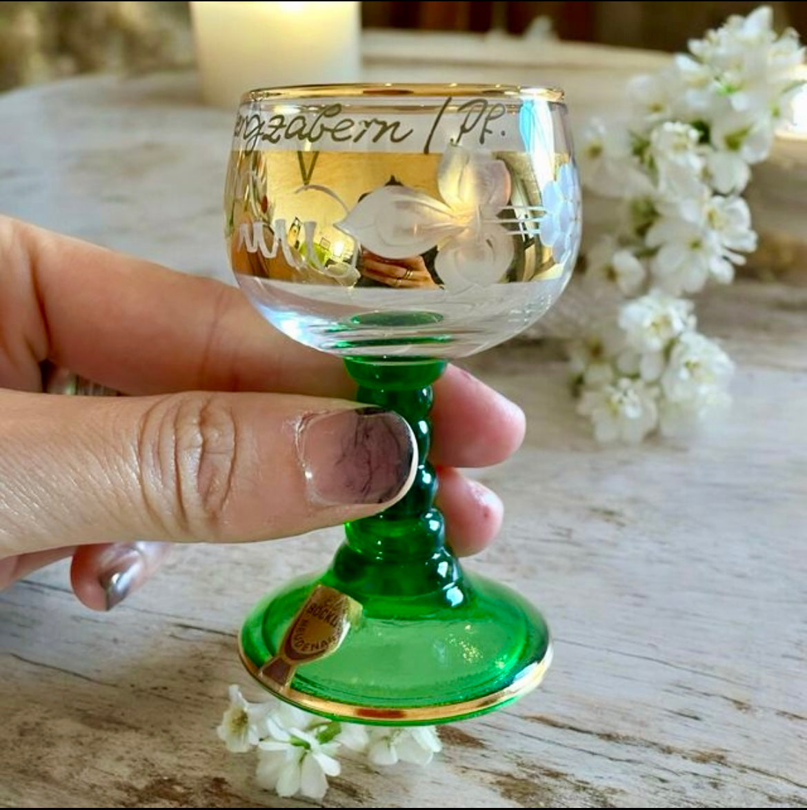 Set 4 piccoli calici da liquore vetro soffiato Böckling, anni ‘50