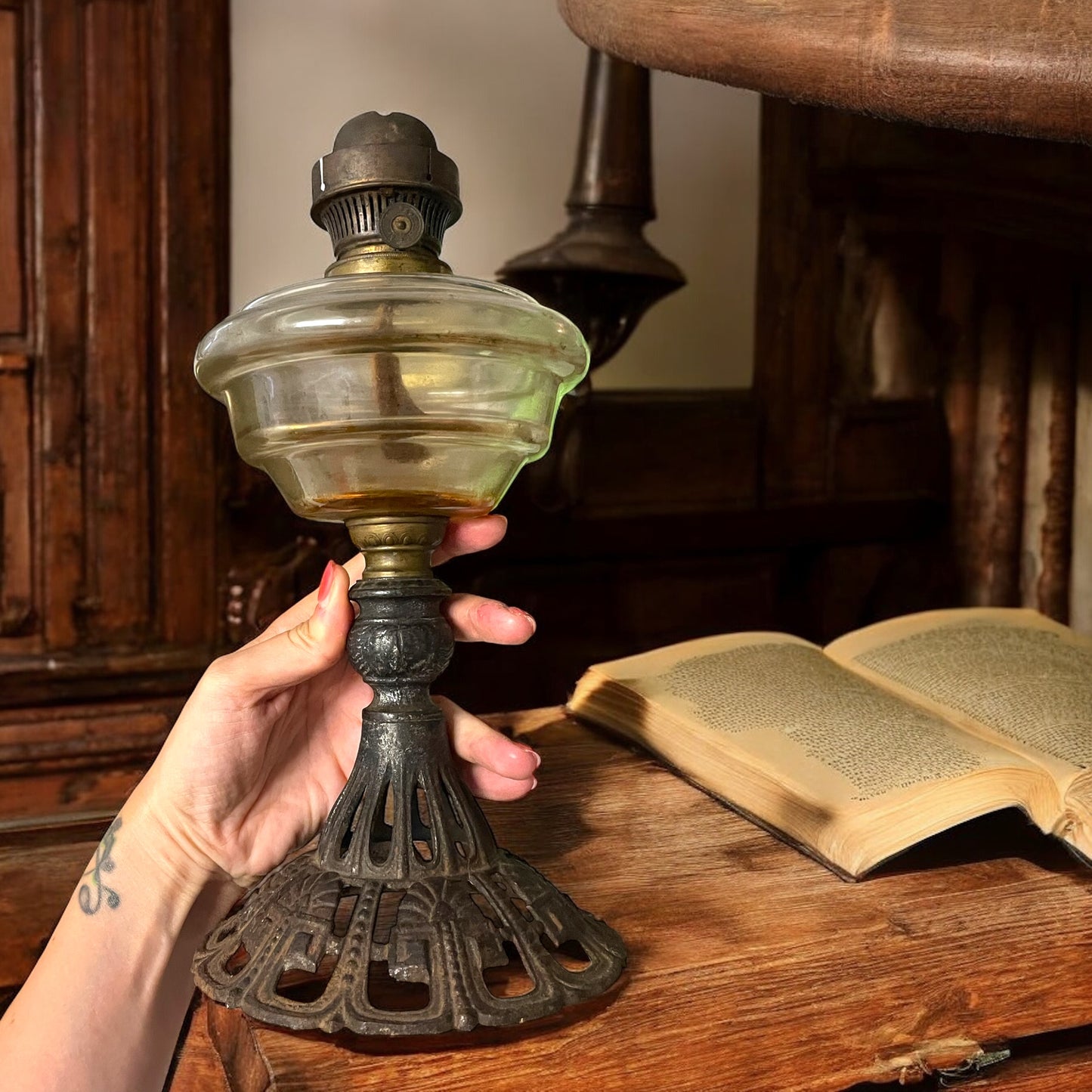 Antica lampada a petrolio Brenner Wien art déco