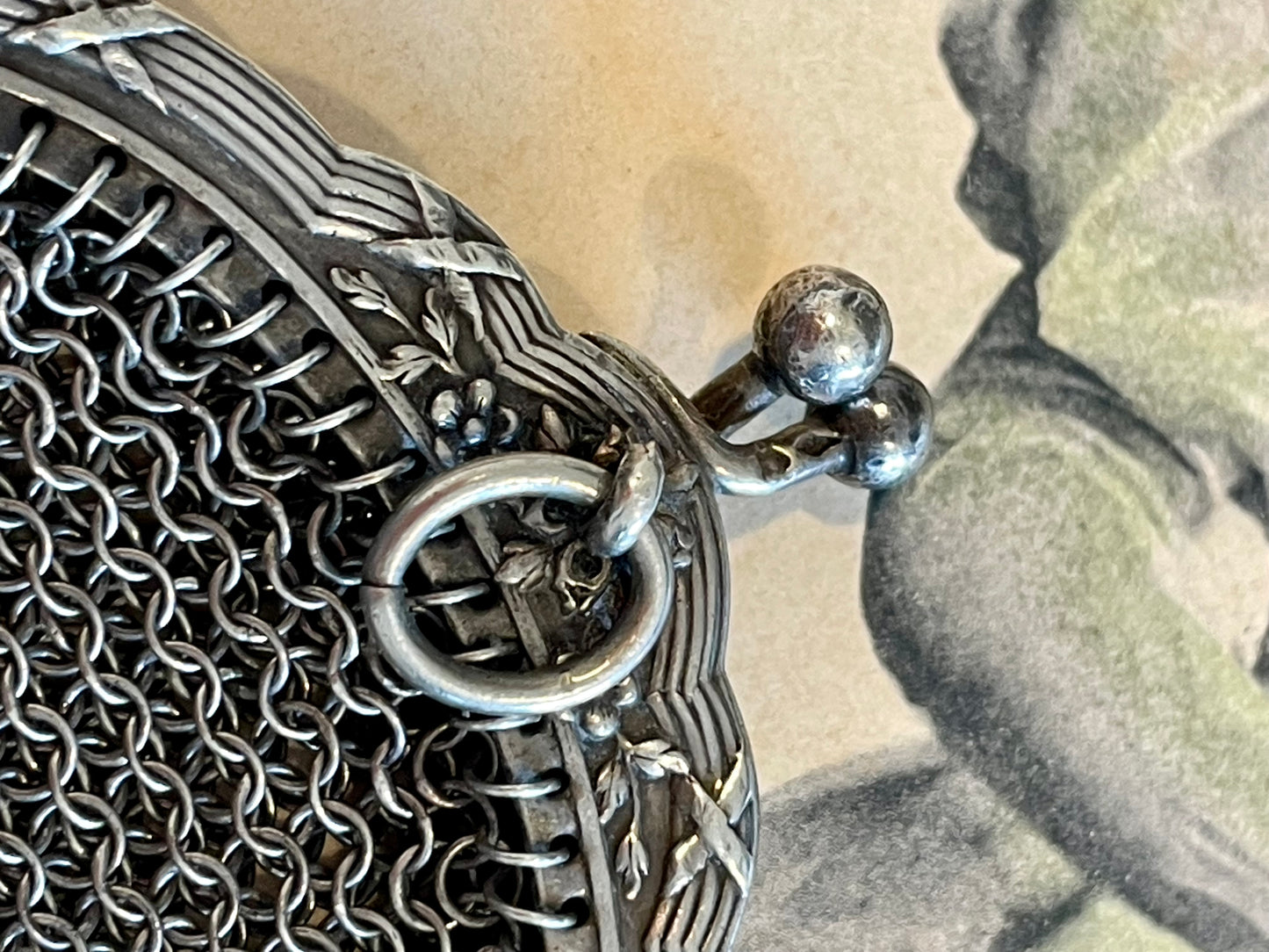 Porta monete da chatelaine vittoriano, ca 1880-1910 in argento