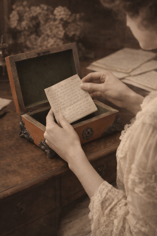 Antico scrigno da scrittoio eclettico con decorazioni floreali, ca 1890