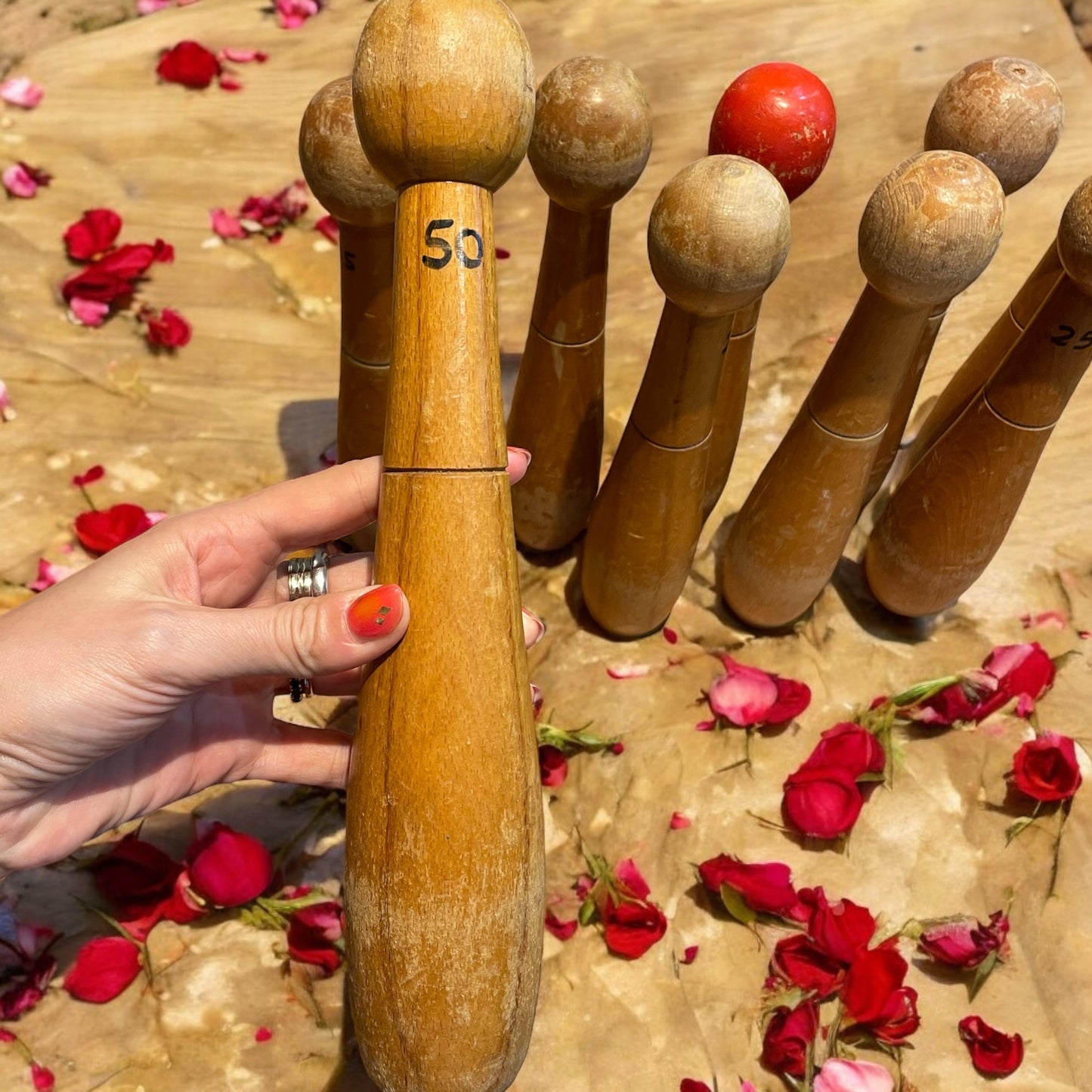 Set boccini e birilli antichi e vintage jeu de boules de quilles