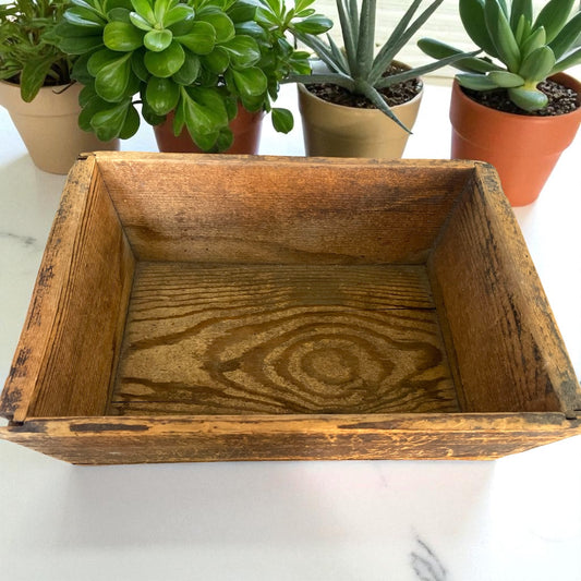 Antica cassetta recipiente in legno contadino, primo ‘900