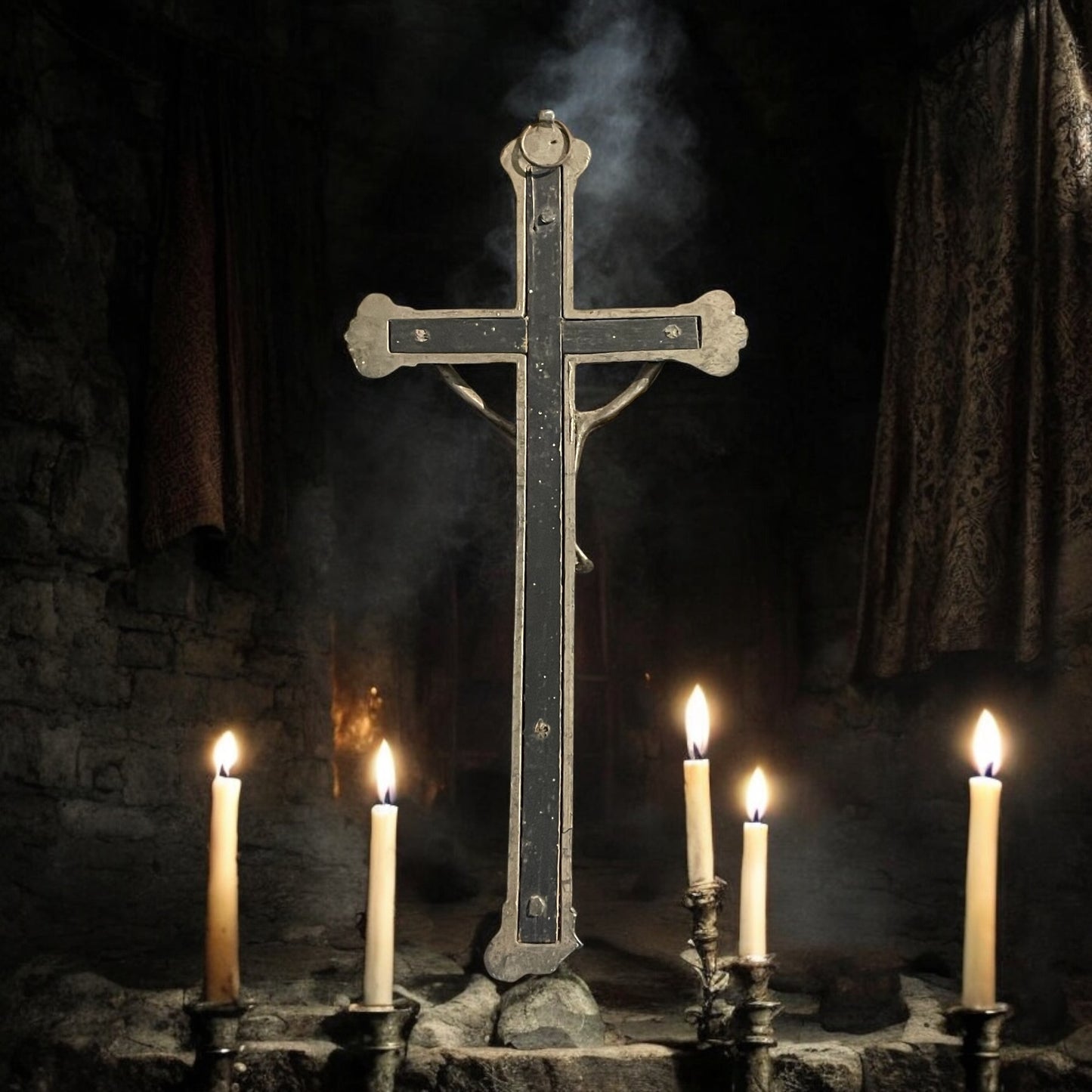 Antico crocifisso primo ‘900 con teschio