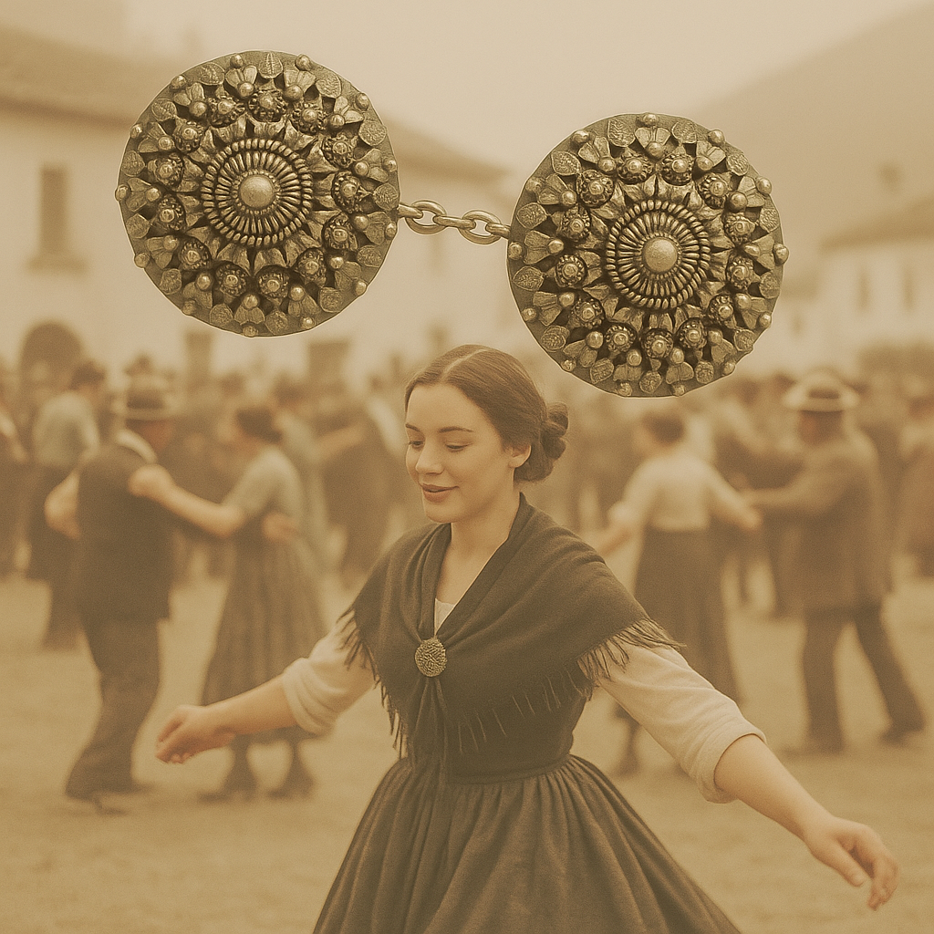 Antico gioiello chiusura da scialle o mantello, argento, anni ‘10 - ‘20