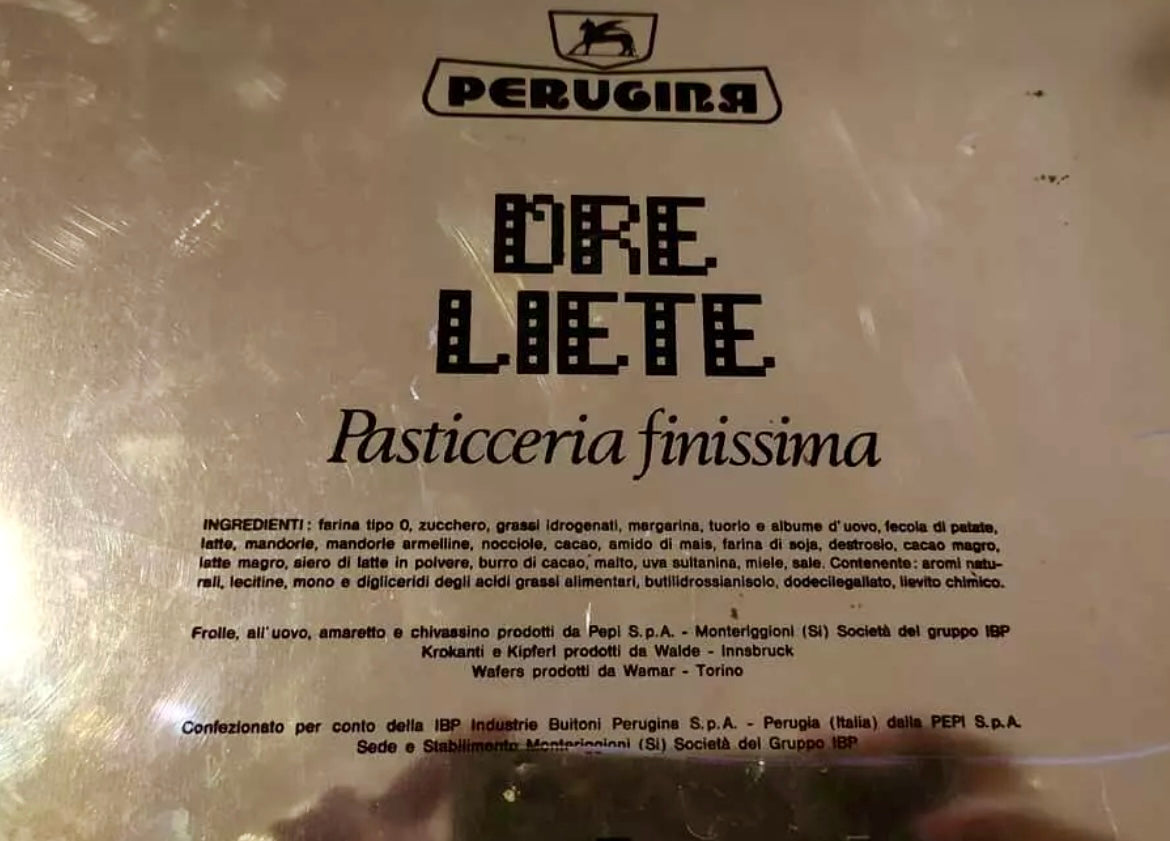 Scatola vintage latta anni ‘70 porta biscotti “Ore Liete” Perugina