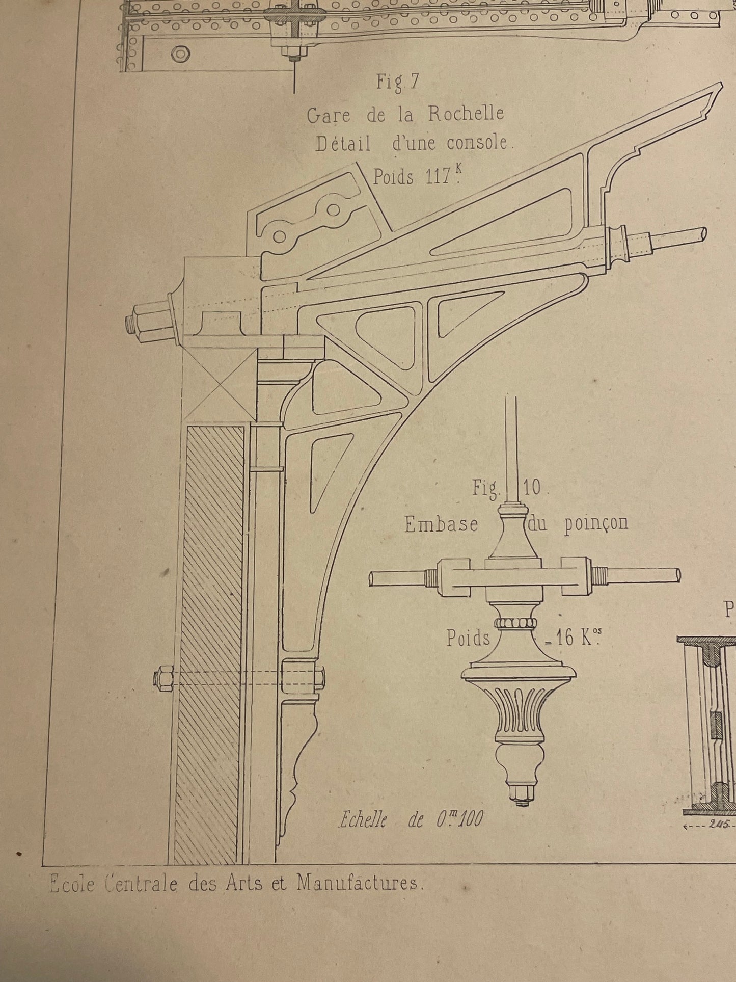 Tris grandi tavole architettura Ecole des Arts, ca 1850