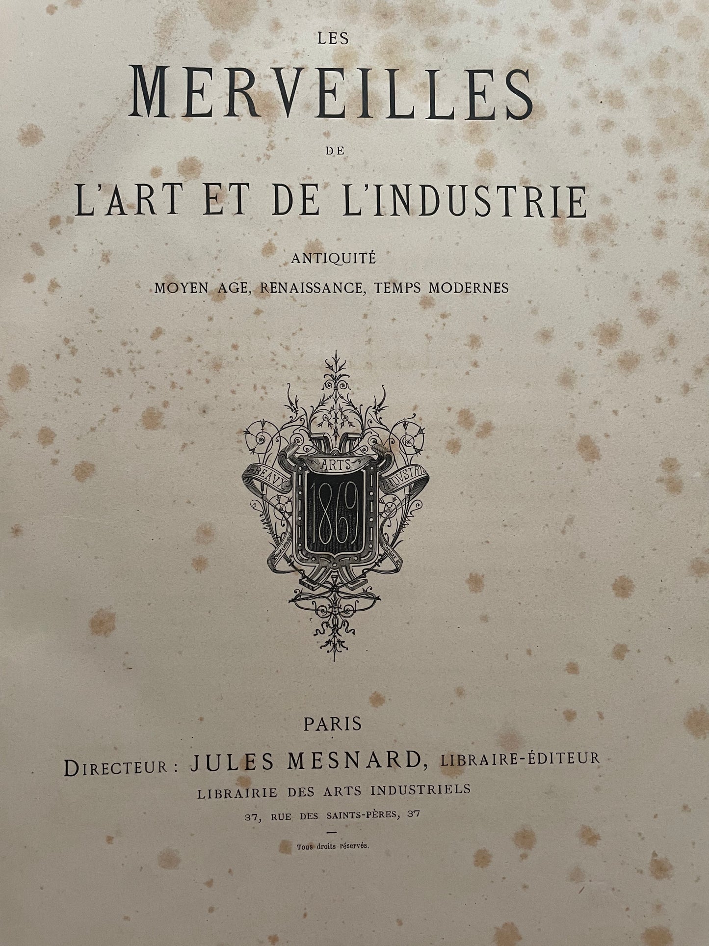 Grande libro raro 1873 “Les Merveilles de l’Art et de l’Industrie”