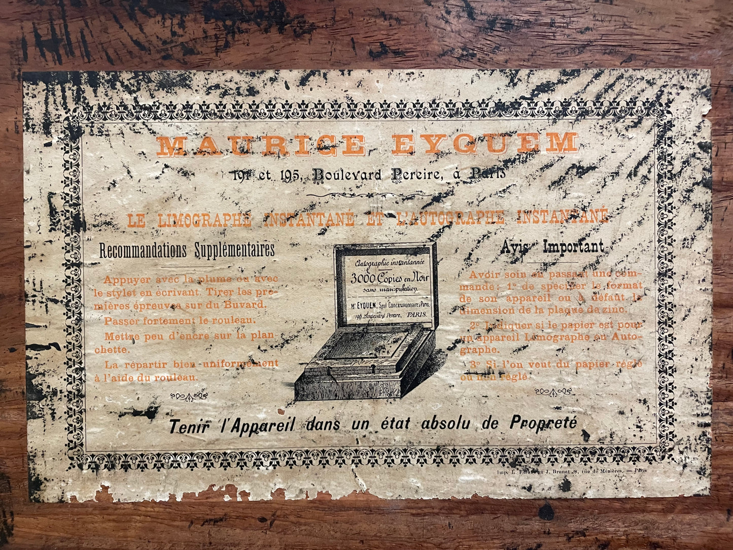 Antico limografo 1880-1910 parigino