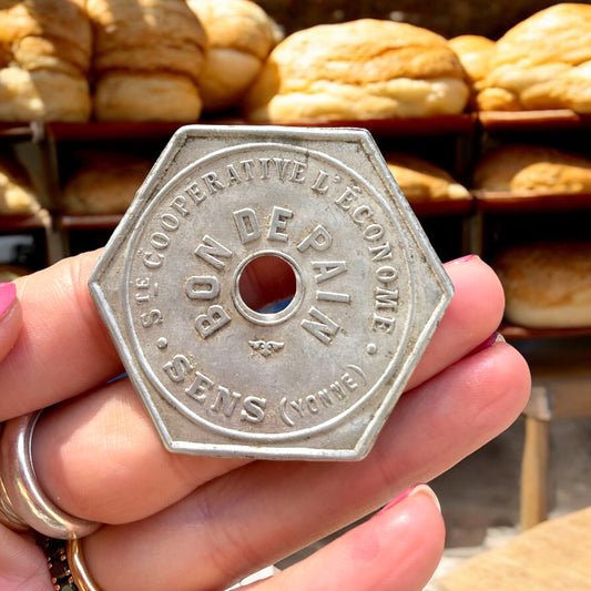 Gettone per il pane da razionamento, ca 1915-1925, francese