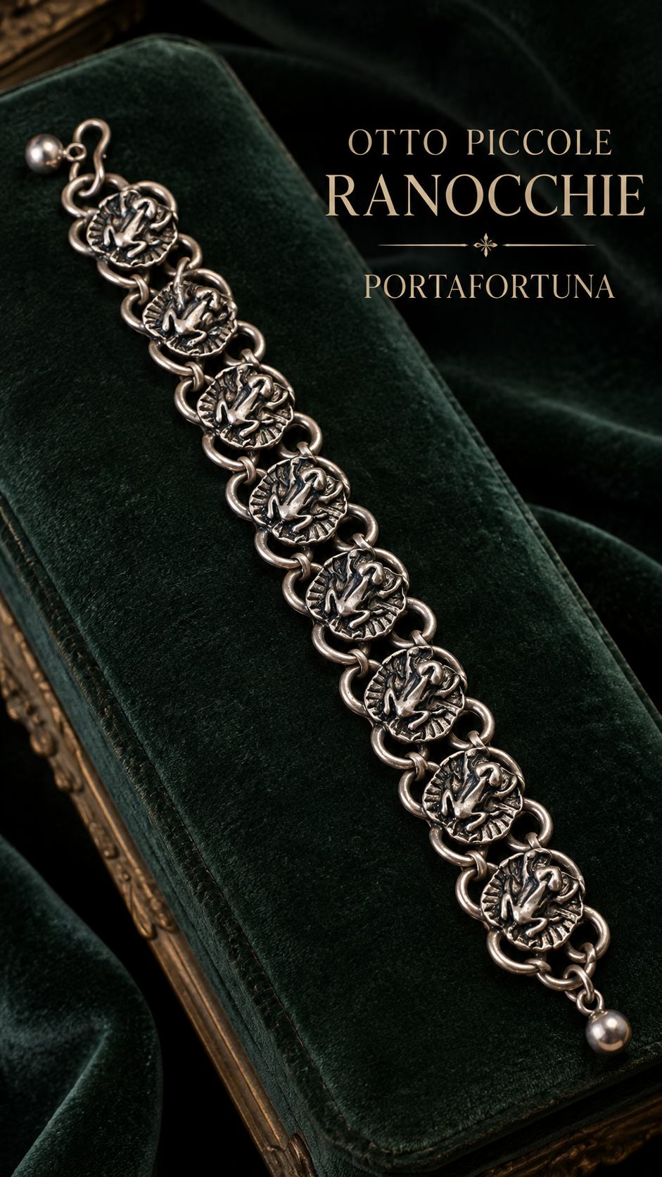 Bracciale vintage porta fortuna con ranocchie argentate