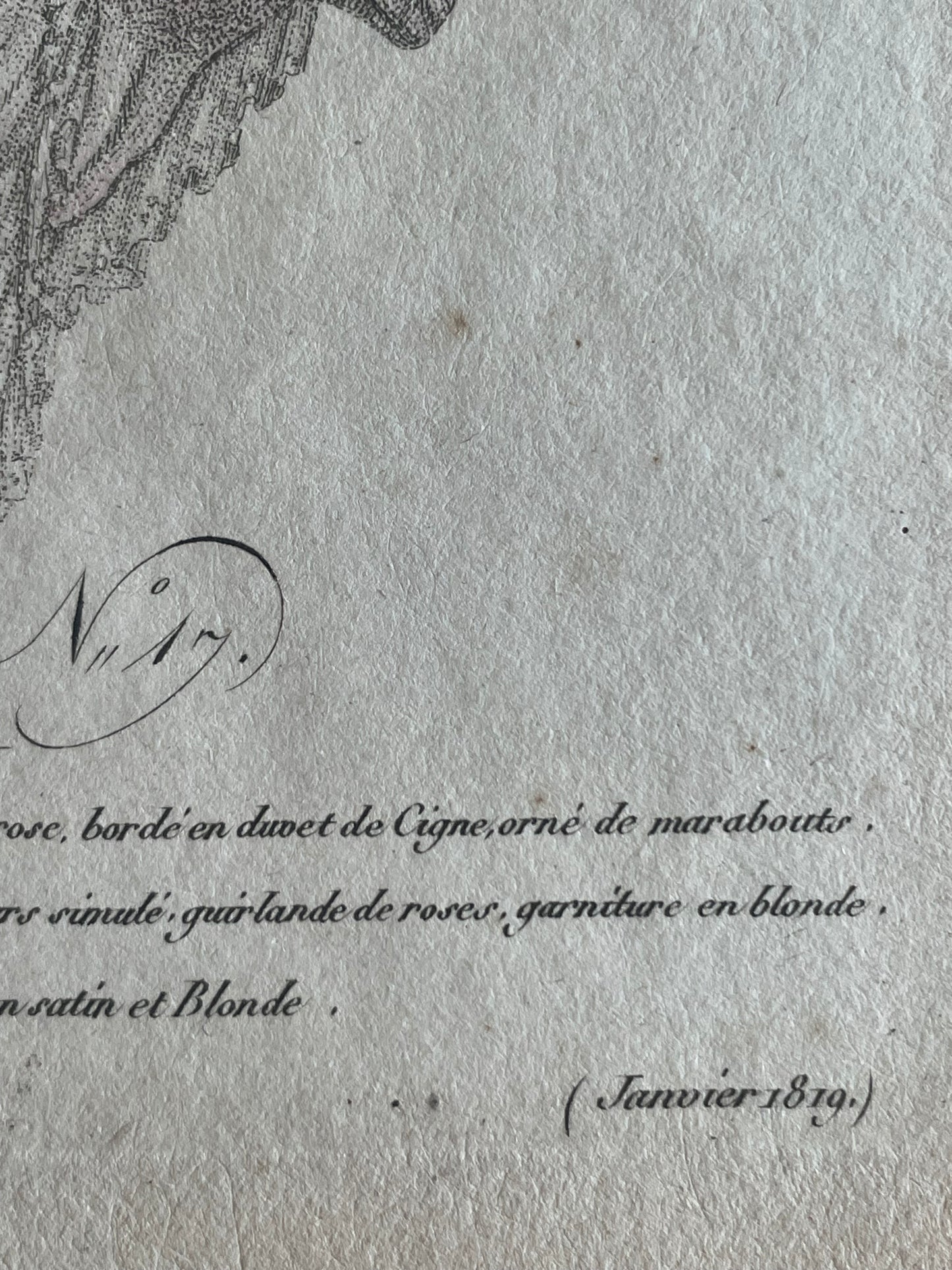 Lotto stampe 1819 acquerellate a mano, cappelli francesi, Observateur des Modes