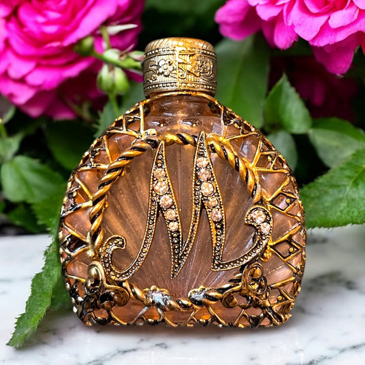 Boccetta da profumo da borsetta, fine anni ‘50, con iniziale “M”