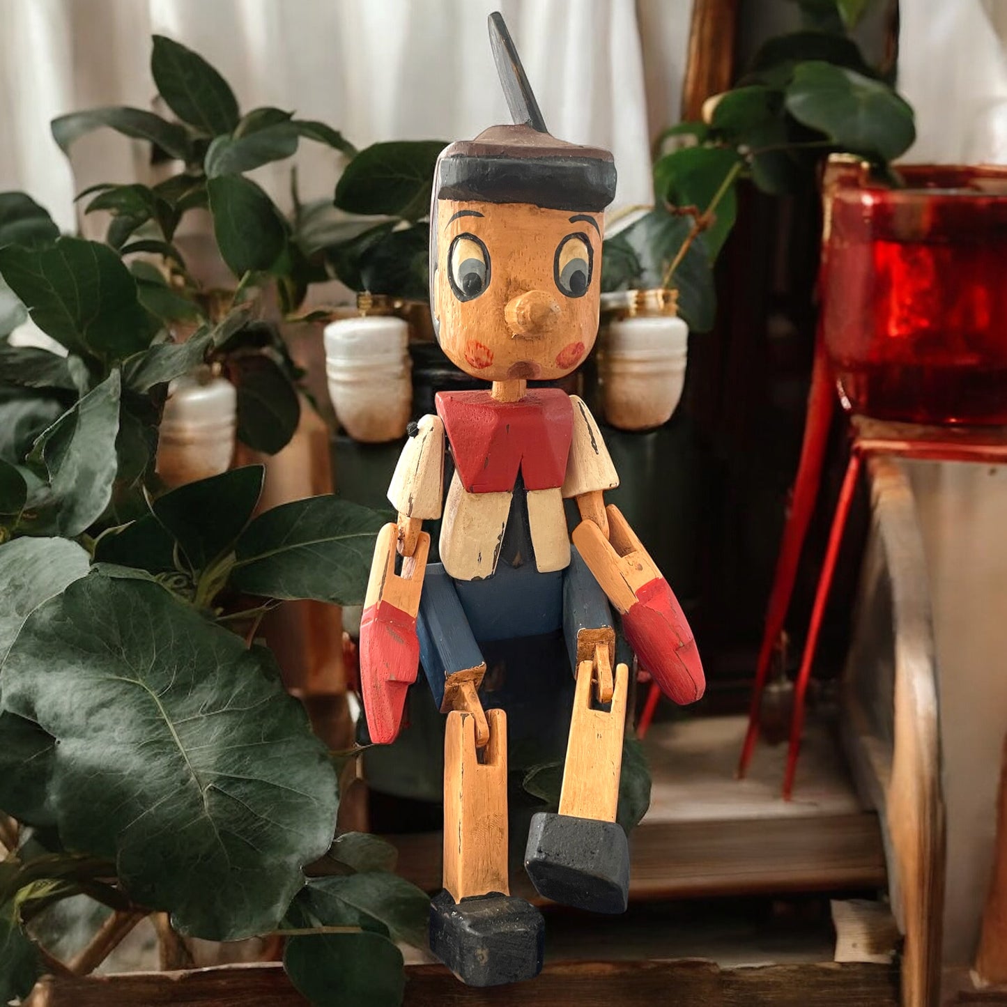 Pinocchio in legno snodabile 34 cm anni ‘60