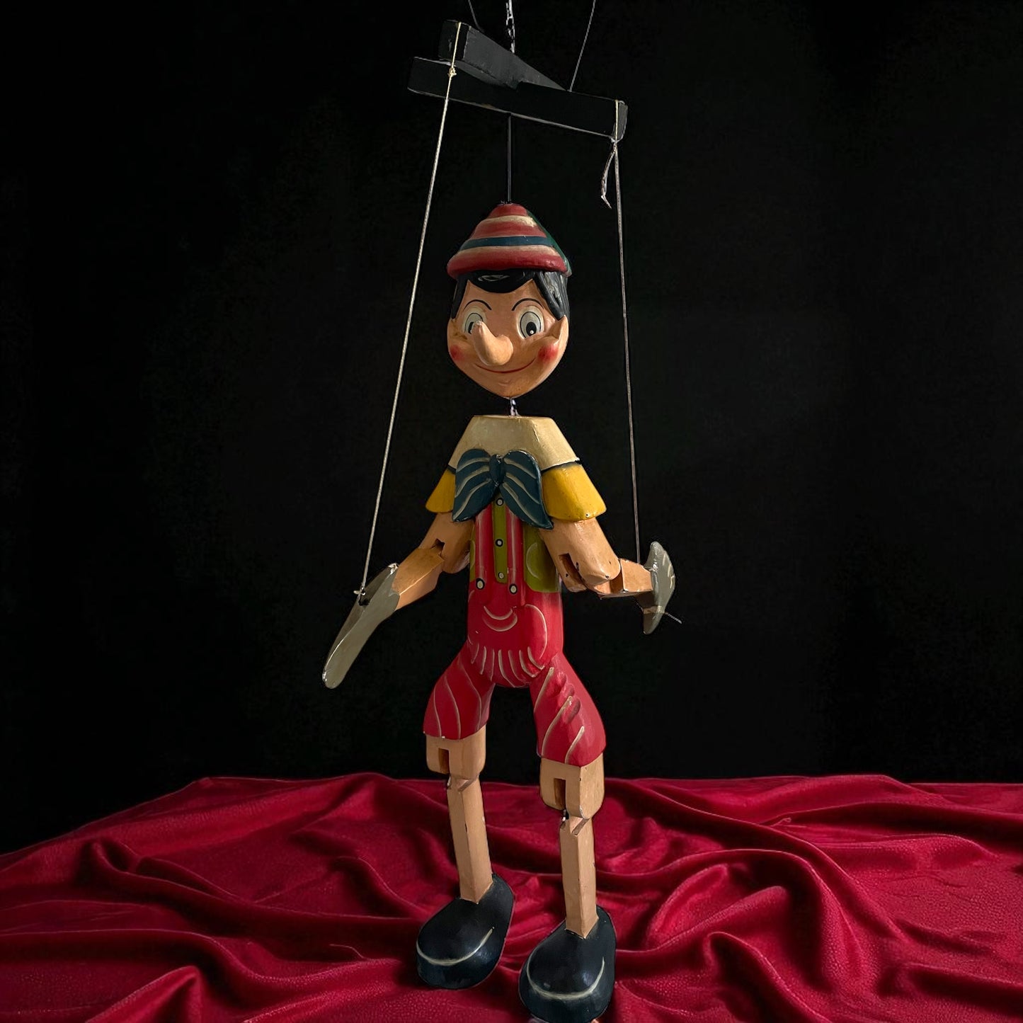 Grande burattino Pinocchio vintage h totale 80 cm