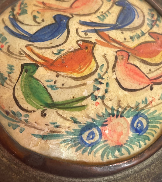 Tabacchiera da fiuto persiana con specchio e coperchio in madreperla dipinta, fine ‘800.