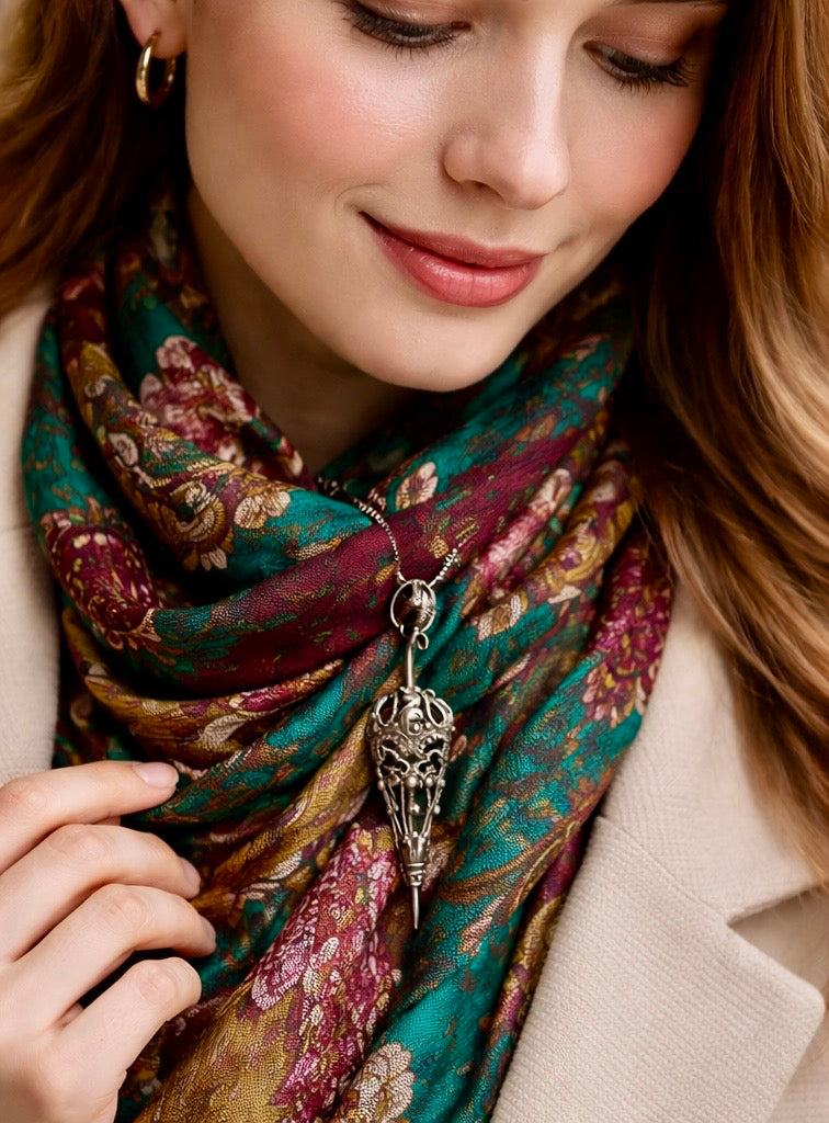 Spilla / pendente con filigrana in argento a guisa di ombrellino, fine ‘800 primo ‘900