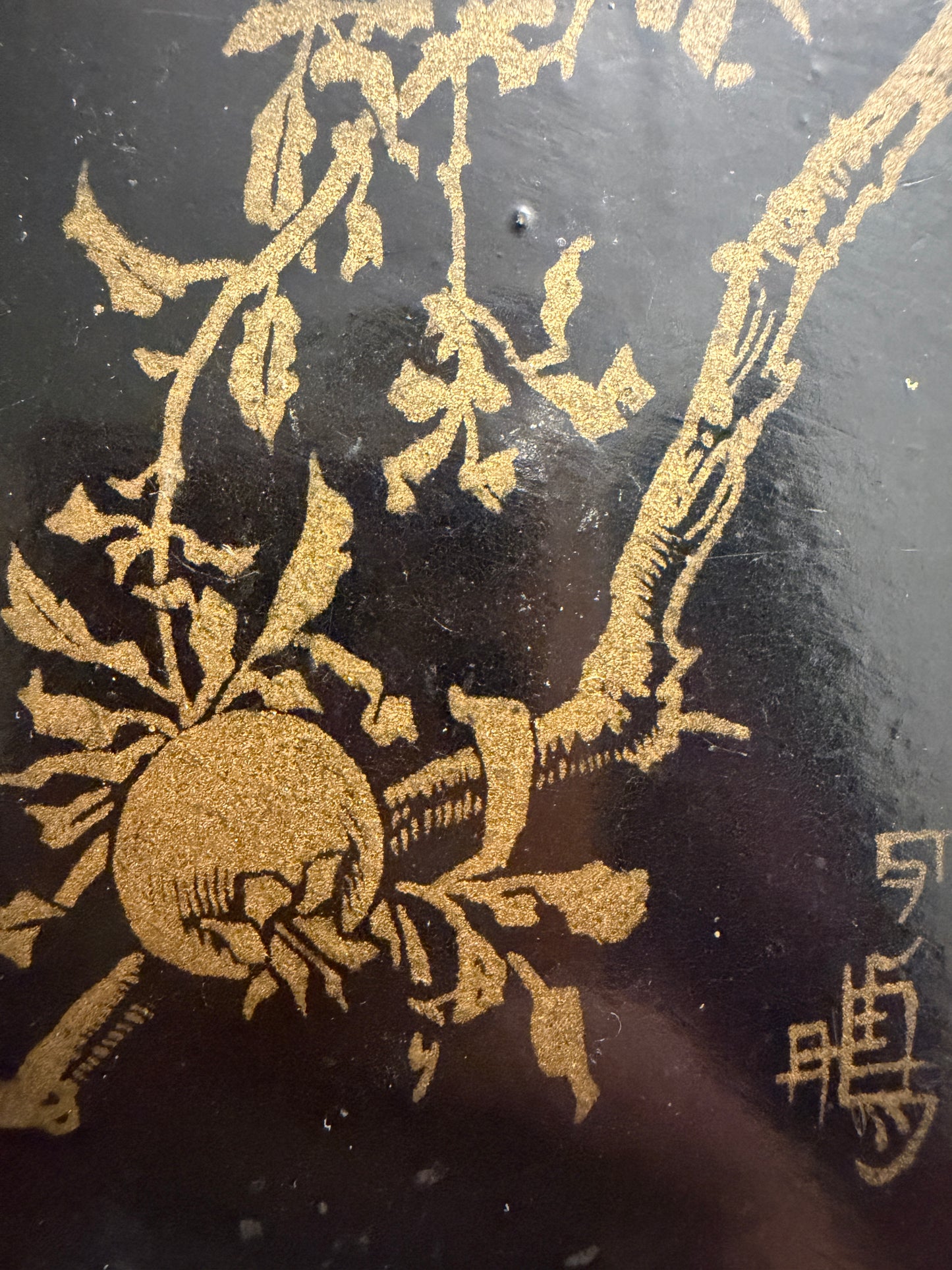 Cofanetto in papier mâché con decorazione usignolo, laccato, anni ‘40-‘50