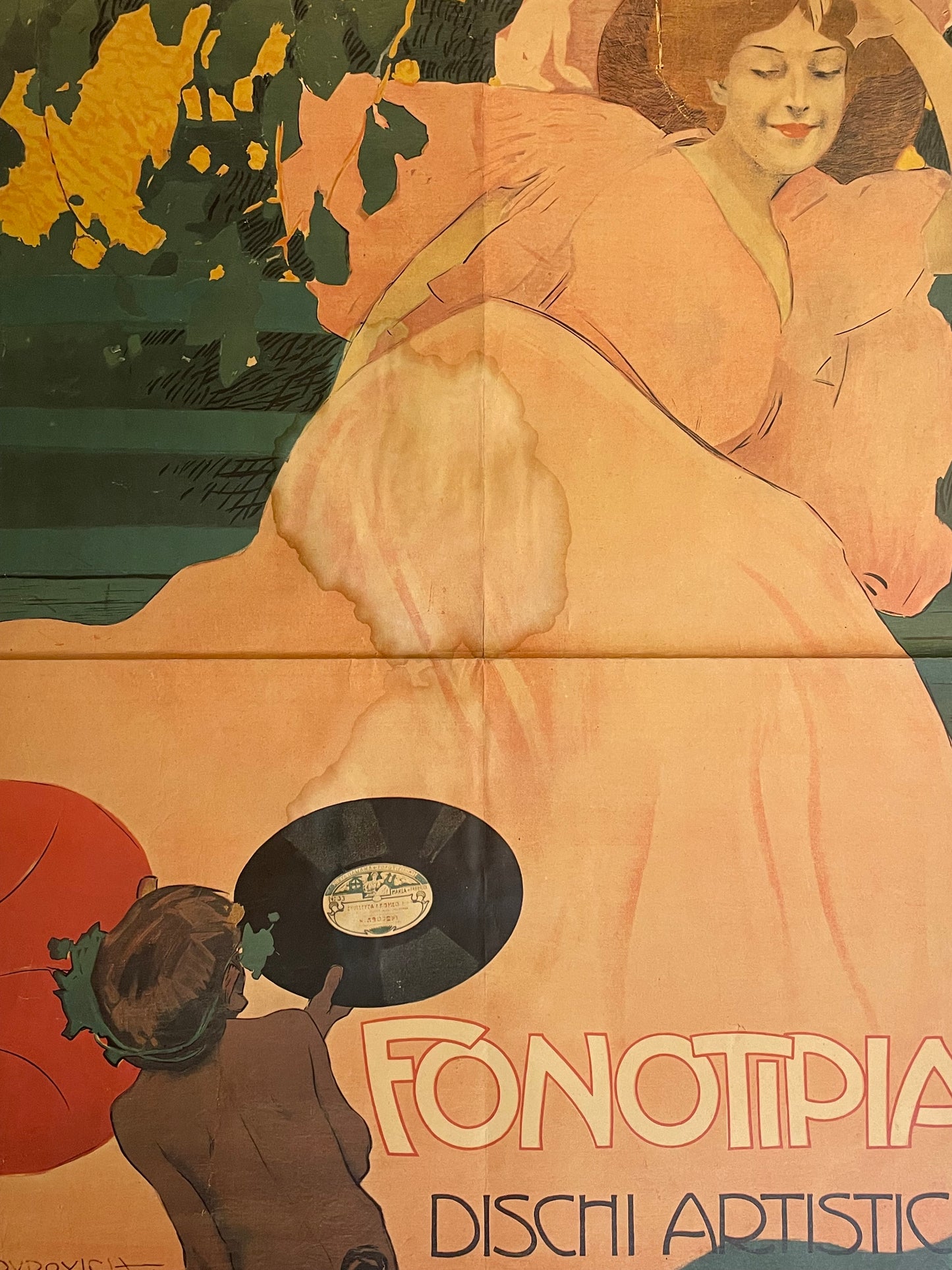 Manifesto poster Dudovich per Fonotipia, riedizione storica del 1970, 65 x 46 cm.