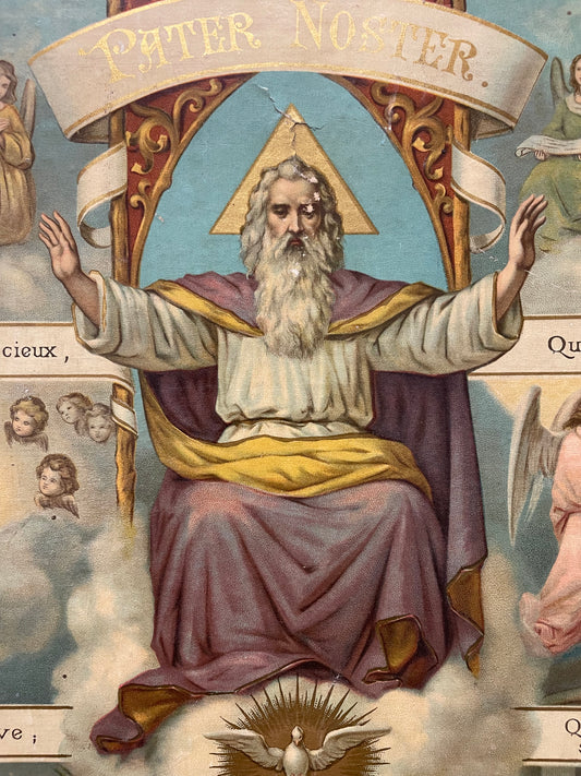 Quadro primo ‘900 cromolitografia cartonata Padre Nostro