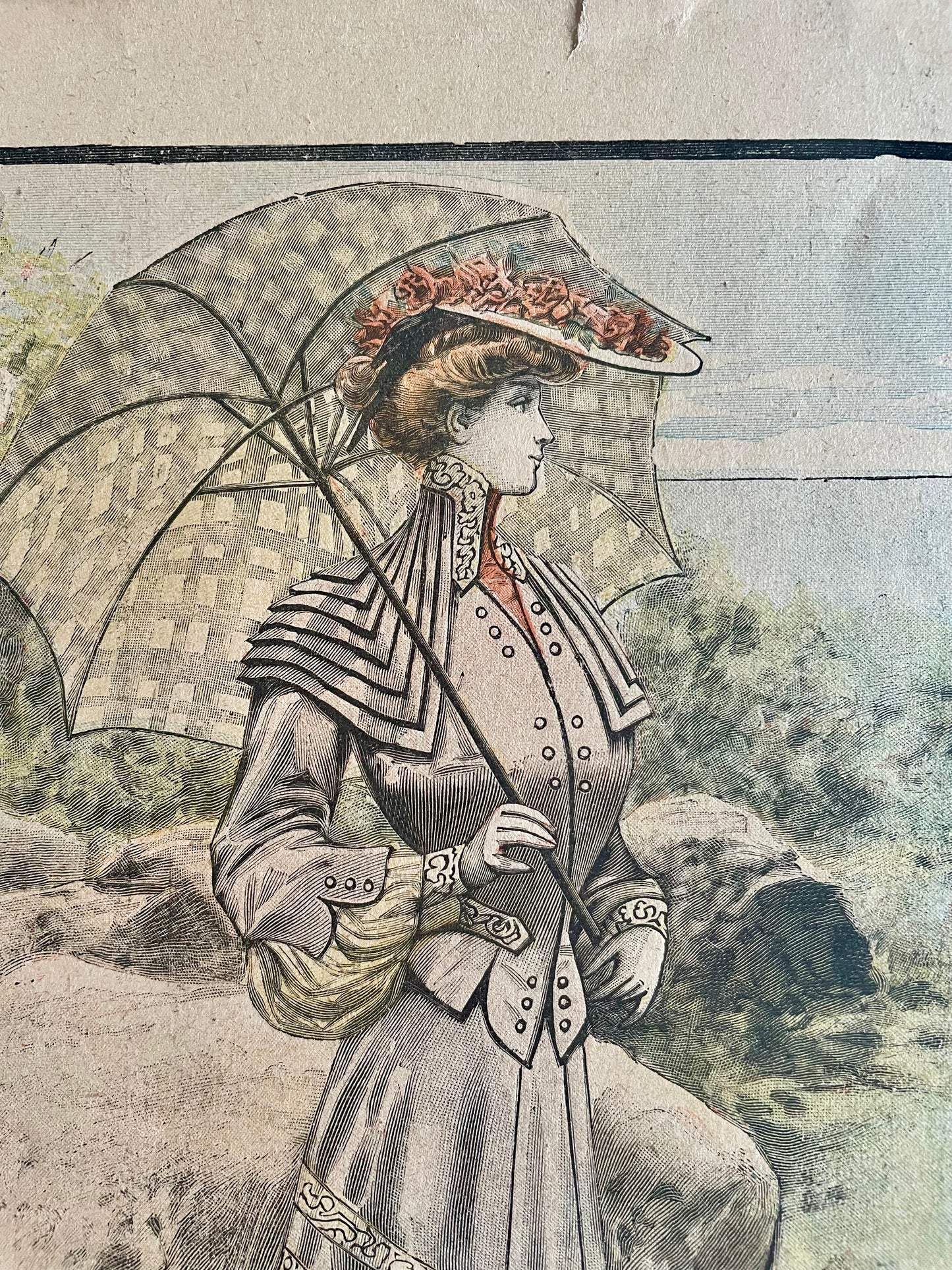 Lotto tavole figurini moda La Mode Nationale, 1903, 3 bozzetti singoli ed uno doppio