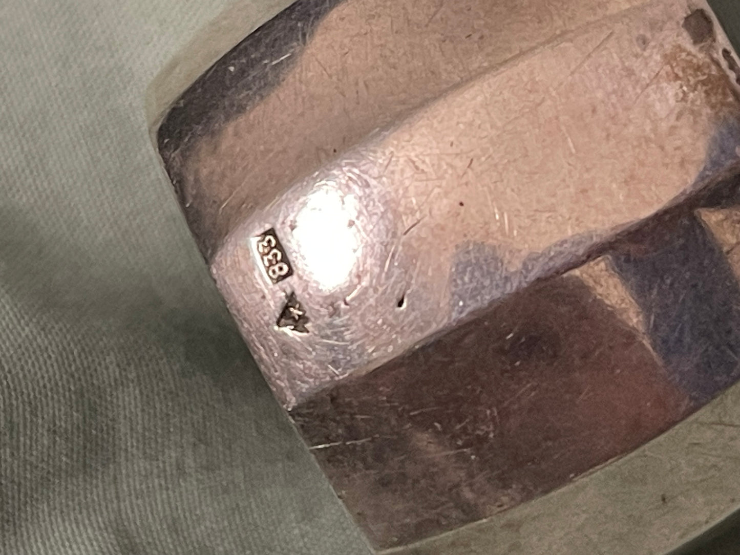 Ferma foulard argento massiccio 835 metà ‘900 inciso