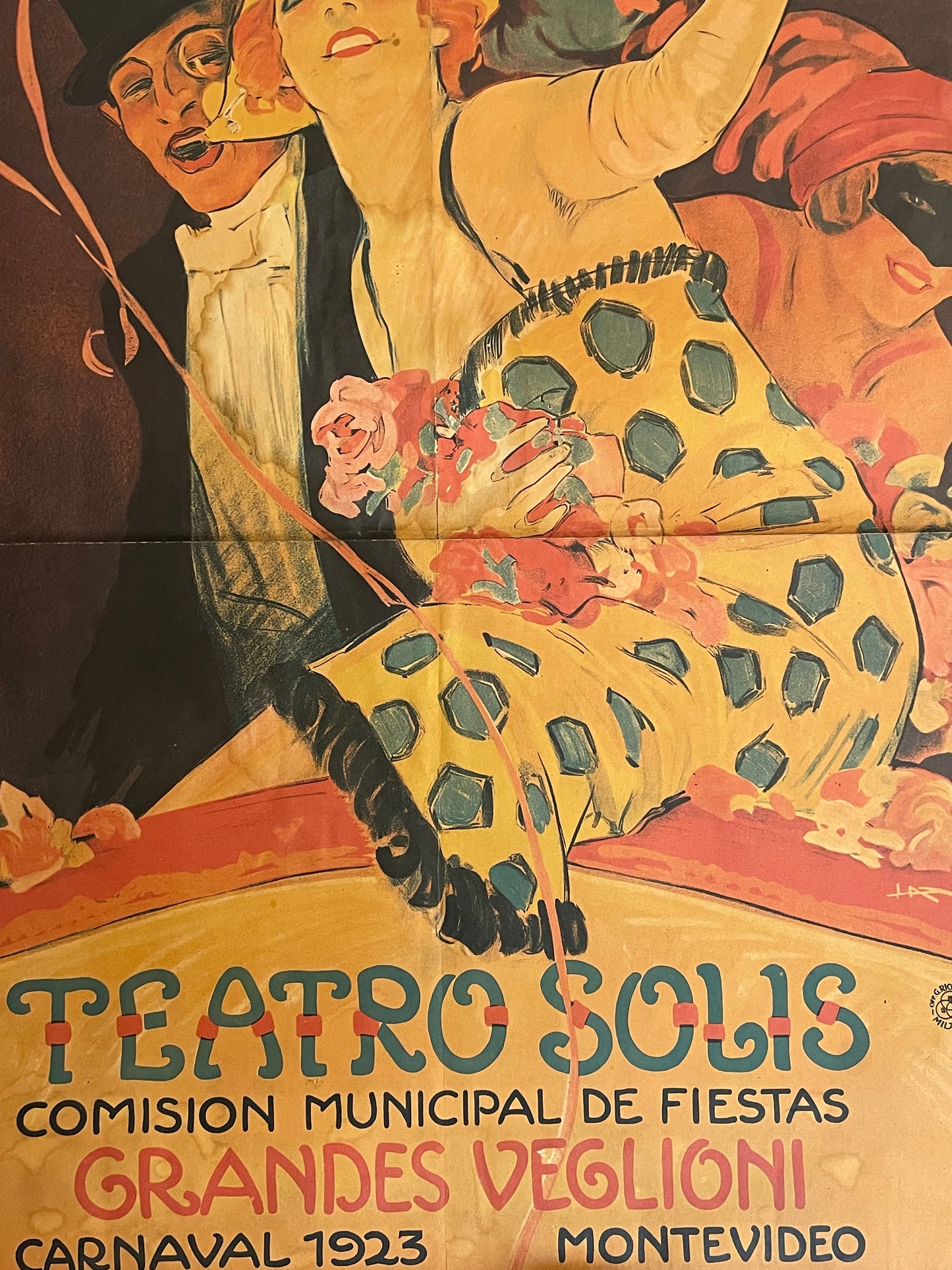 Manifesto Carnevale Montevideo 1923 riedito 1970, 65 x 46 cm