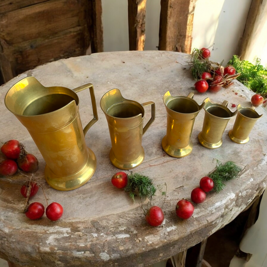 Set 5 antichi misurini ottone bottega