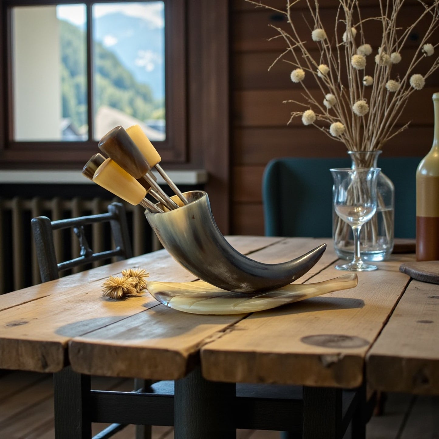 Set da aperitivo 60s - 70s in corno naturale della Val d’Isère