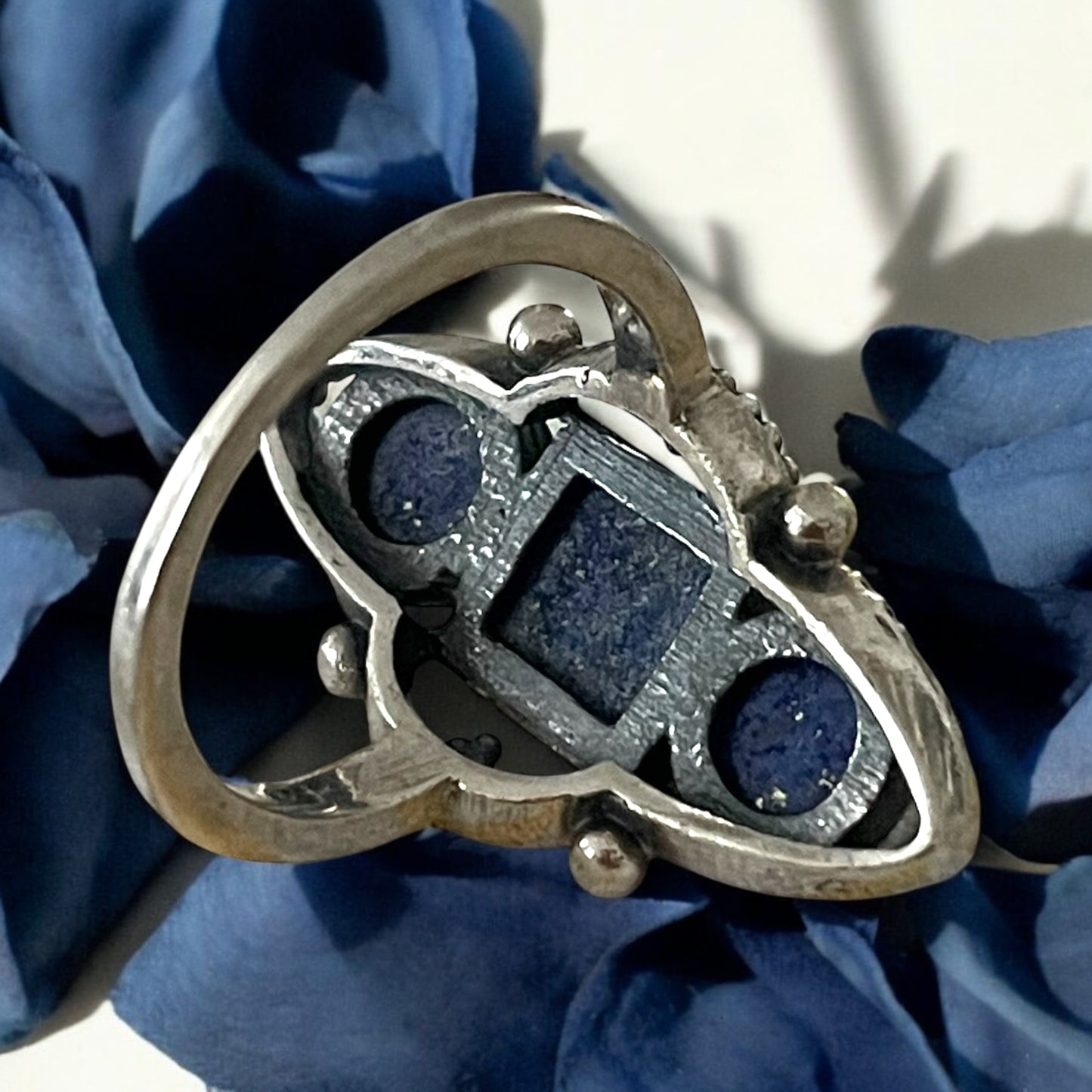 Anello vintage argento 925 con lapis, anni ‘70