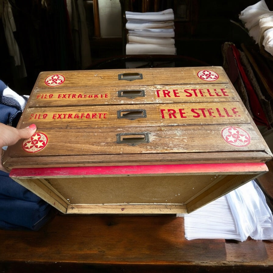 Cassettiera da Merceria rara anni ‘40 filo extra forte