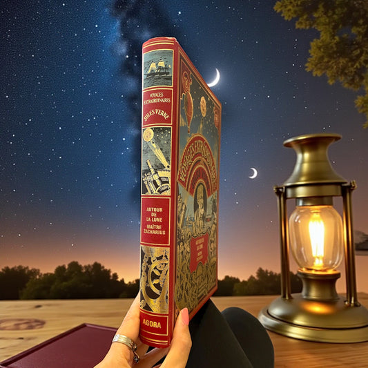 Jules Verne - 1981 - Autour de la Lune libro vintage illustrato