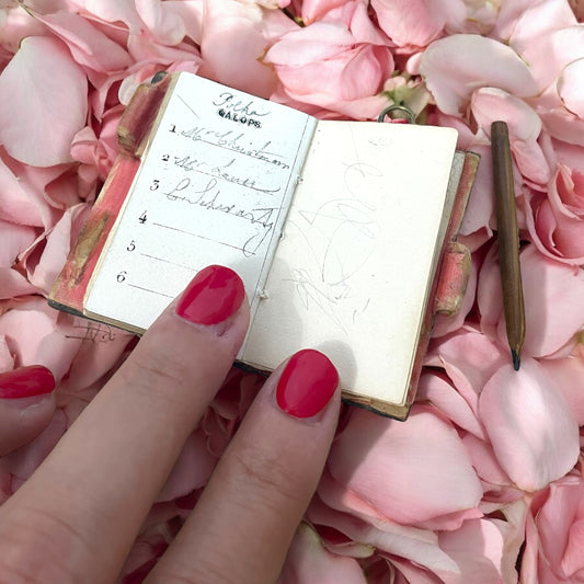 Carnet de bal fine ‘800, con scudo d’argento per iniziali, da chatelaine