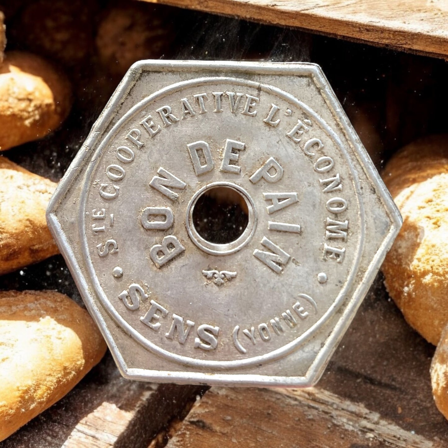 Gettone per il pane da razionamento, ca 1915-1925, francese