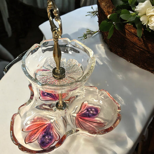 Alzata in cristallo francese da aperitivo, anni ‘50