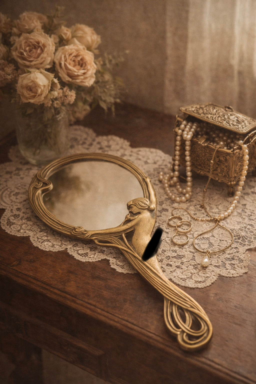 Specchio vintage in stile Liberty