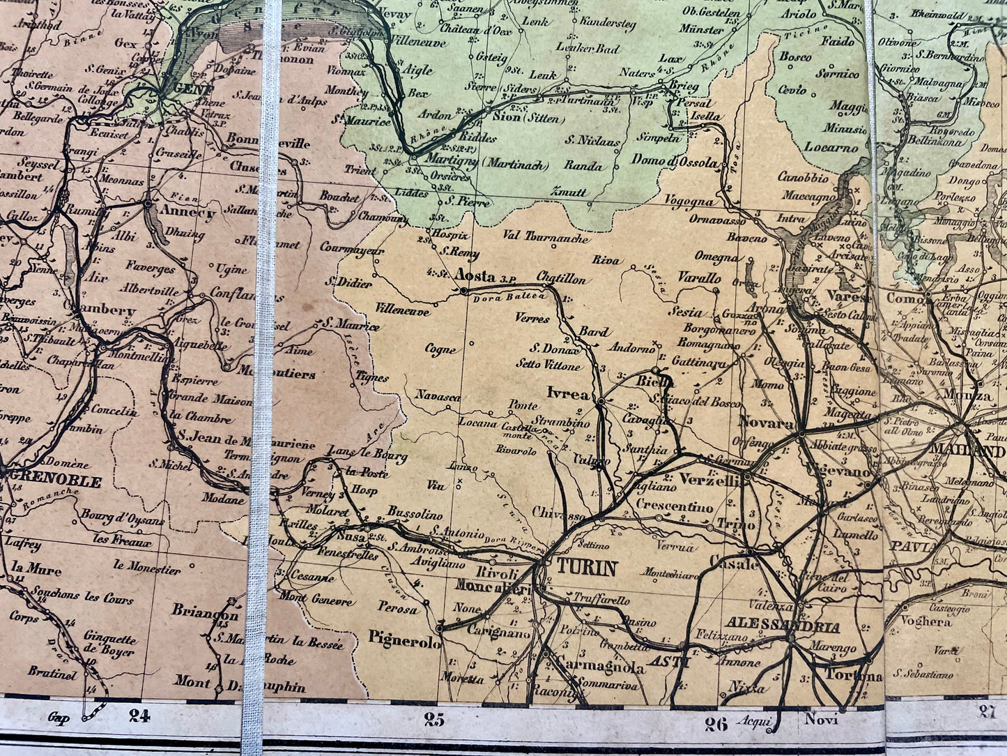 Grande cartina mappa 1871 Impero Tedesco Handtke e Flemming telata ca 105 cm
