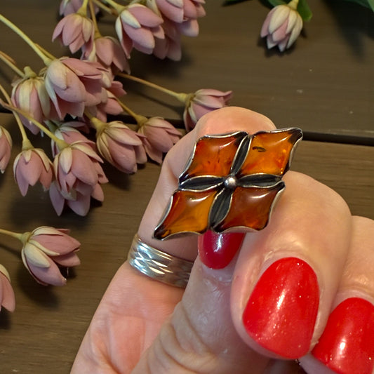 Orecchini argento e ambra baltica, vintage 70s