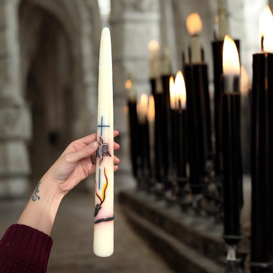 Cero battesimale con serpente simbolo del peccato originale anni ‘50