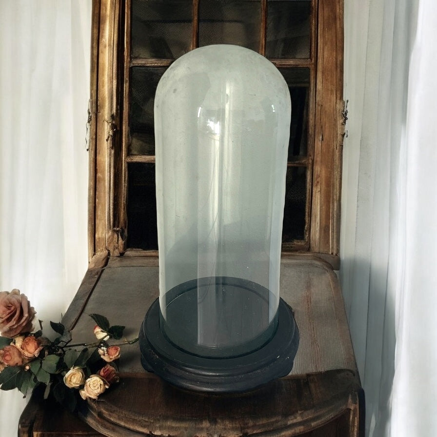 Antica campana per boule de mariage, fine ‘800 con base lignea