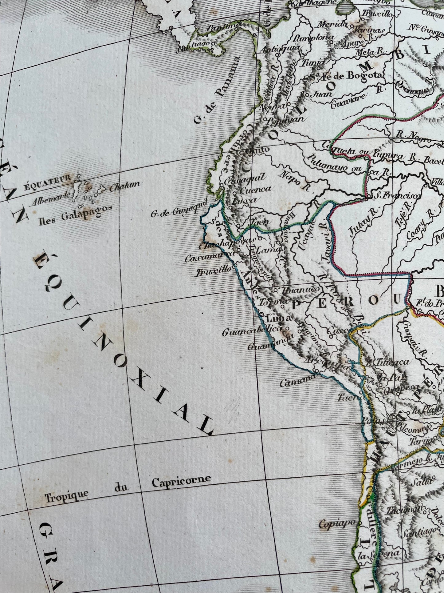 Coppia antiche mappe cartine geografiche Delamarche 1830, America del Nord e del Sud