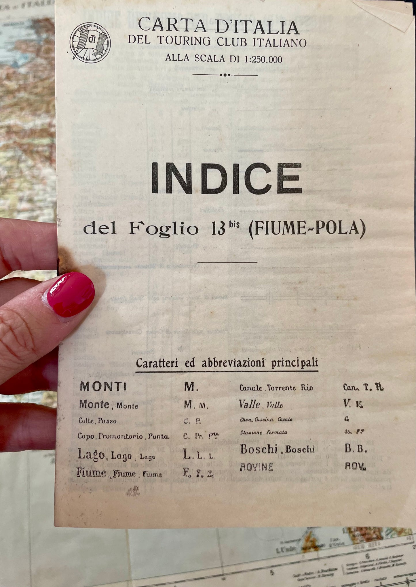 Carta geografica del territorio di Fiume e di Pola, 1941 Bertarelli Touring Club