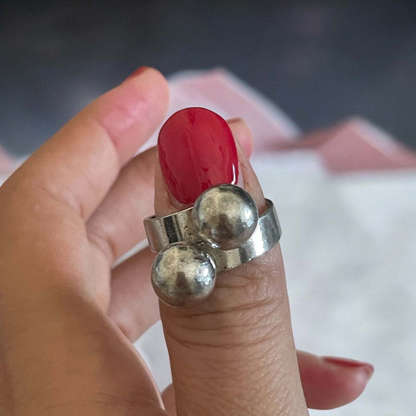 Anello modernista, anni 70 in argento 925 francese