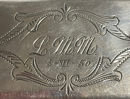 Scrigno in argento titolo 900 porta fedi nuziali, 1950, inciso a bulino